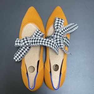 Rothy's The Point Mary Jane Golden Gingham Bow Size 6.5